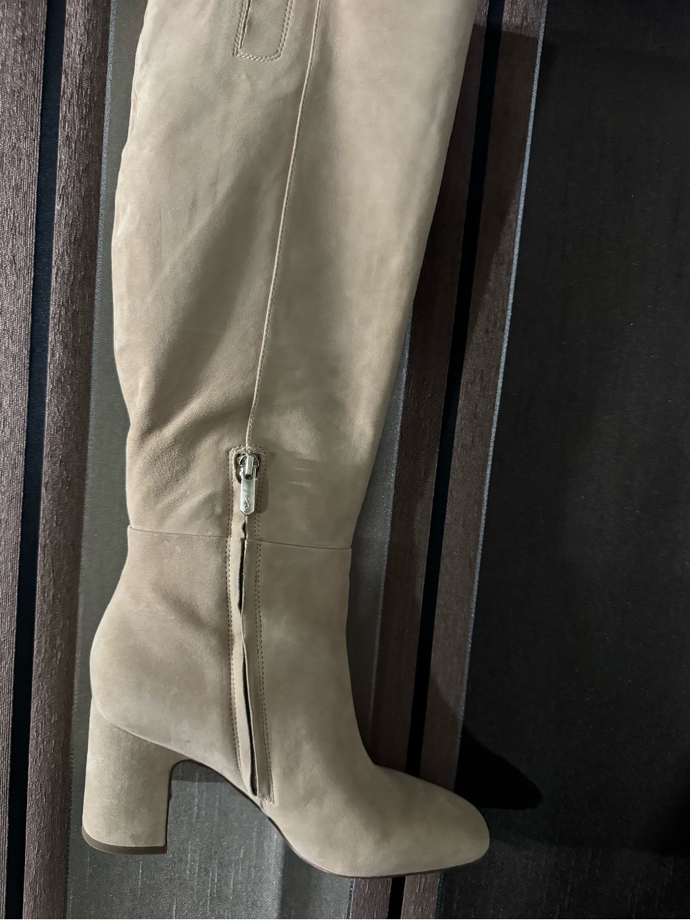 Sam Edelman Tall real Suede Block Heel Boots in Beige